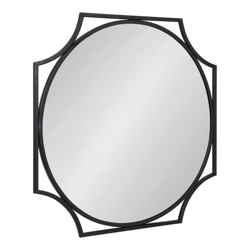 Kate and Laurel Rateau Scalloped Wall Mirror - 28x28 - Black