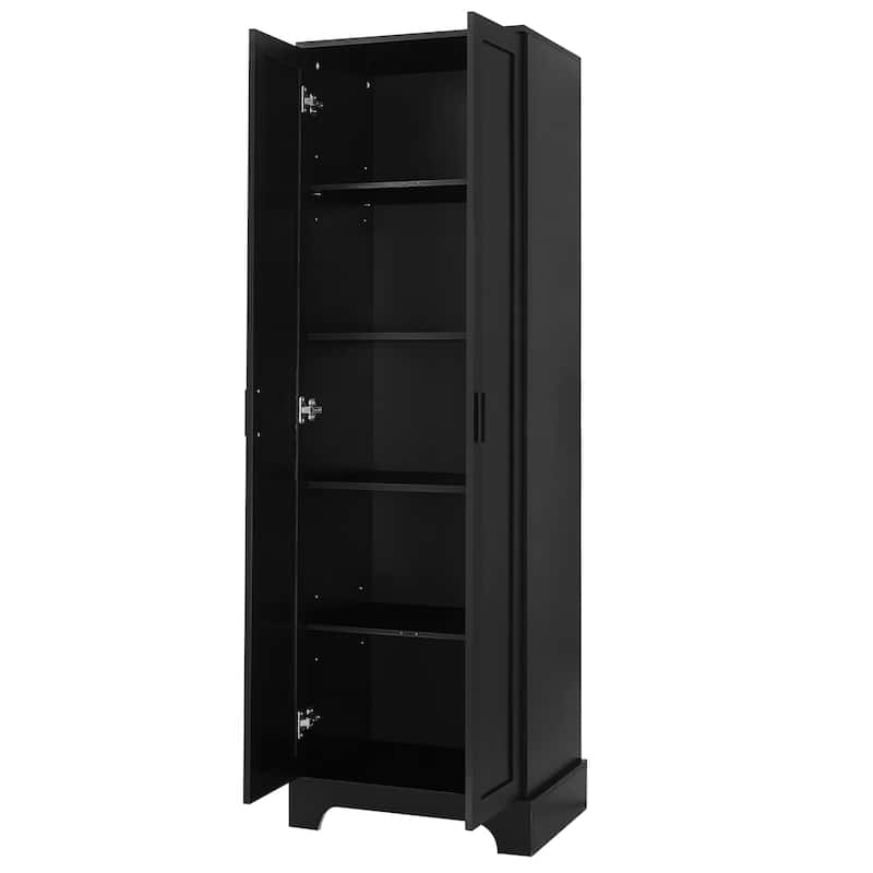 Anmytek Black Tall Storage Cabinet Waterproof Modern Bathroom Organizer Living Room Office Shelf