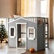 preview thumbnail 1 of 14, Elegant Design Twin Size Wood House Loft Bed With Ladder,Modern Multi-Functional Children's Bed Gray+White Frame