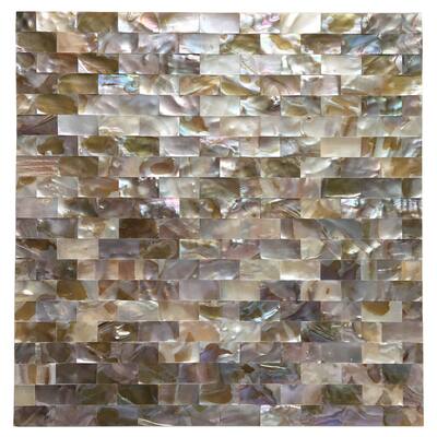 Art3d 12"x12" Mother of Pearl Tile Rectangle White&Brown Seamless (10-Pack)