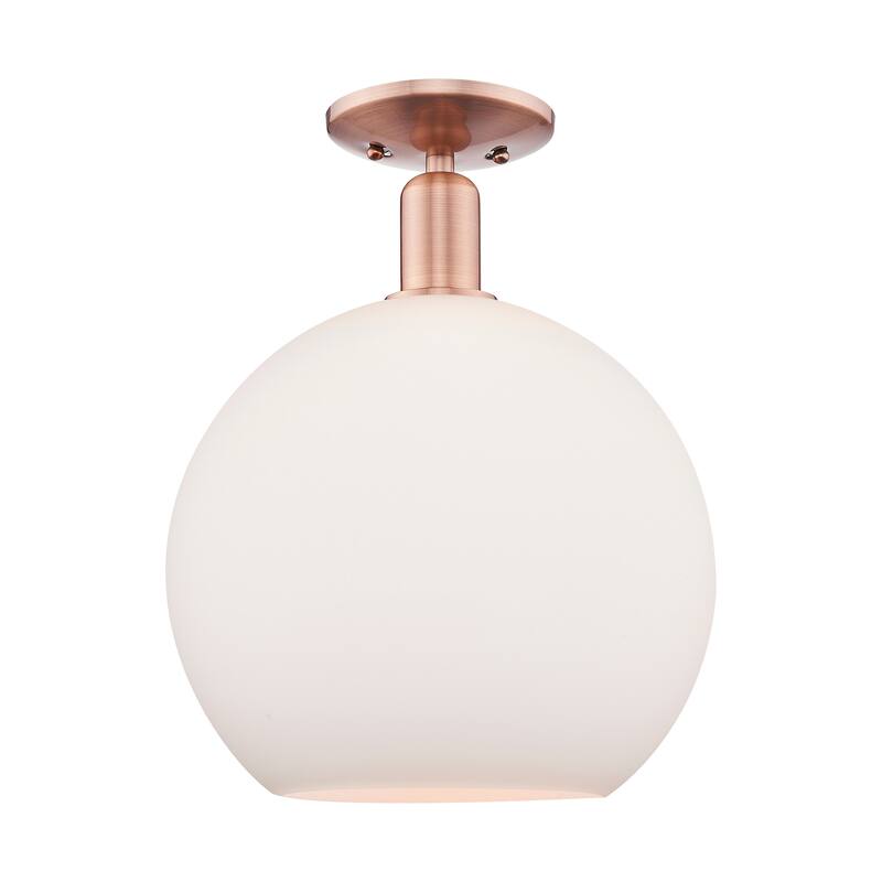 Innovations Lighting Endless Possibilities Arcadia - Athens - 1 Light 12" Semi-Flush Mount - Antique Copper/Matte White