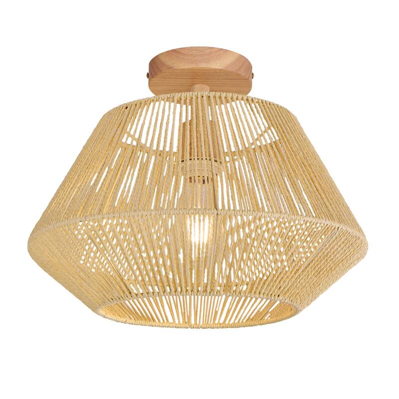 Bohemian Natural Drum Rattan Hanging Pendant Light