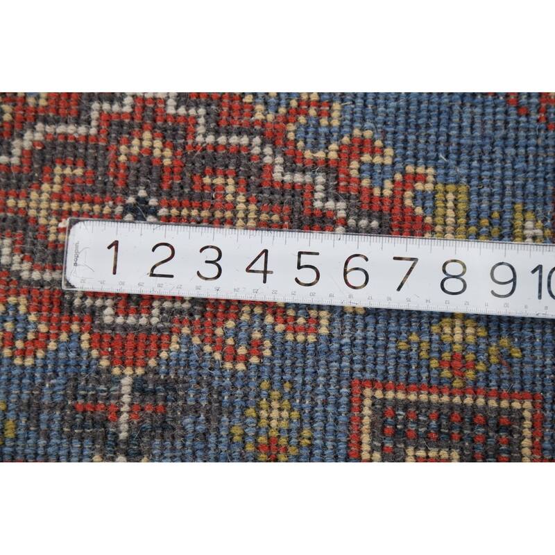 Light Blue Geometric Viss Oriental Runner Rug Hand-Knotted Wool Carpet - 2'6"x 7'9"