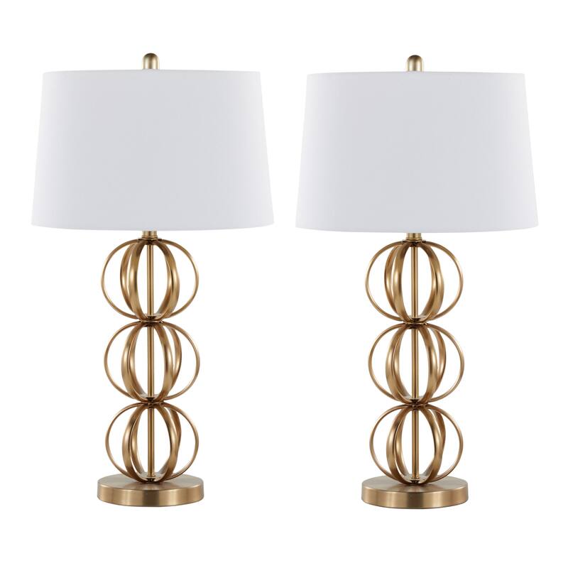 Linx 29" Metal Table Lamp with Linen Drum Shade (Set of 2)