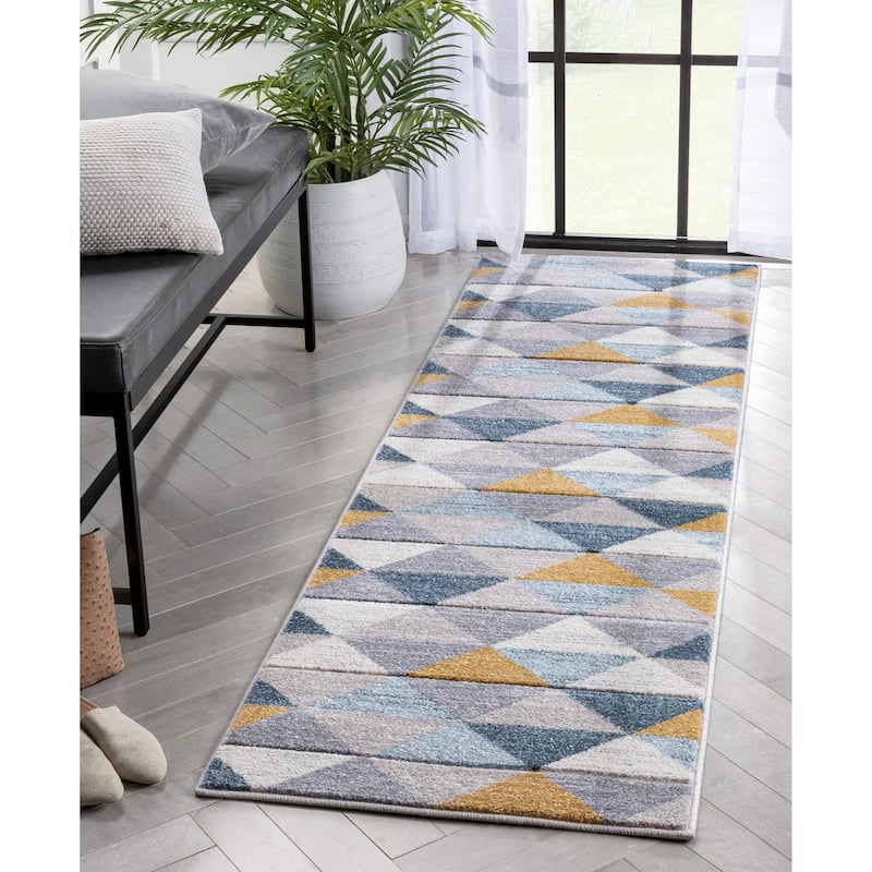 Well Woven Ruby Rita Scandinavian Geometric Triangle High Low Area Rug