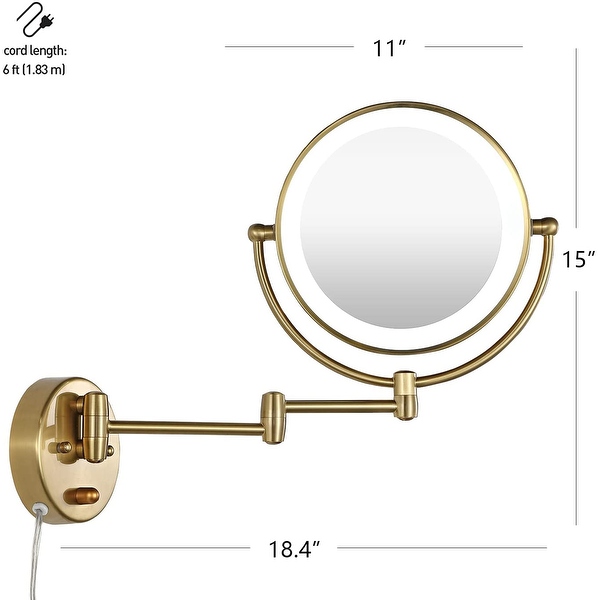 Swing arm mirror with light outlet