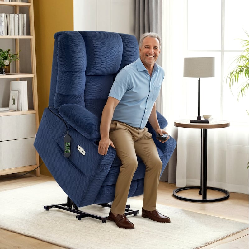 MCombo Large Dual Motor Power Lift Recliner Chair with Massage and Dual Heating for Elderly People, Faux Leather