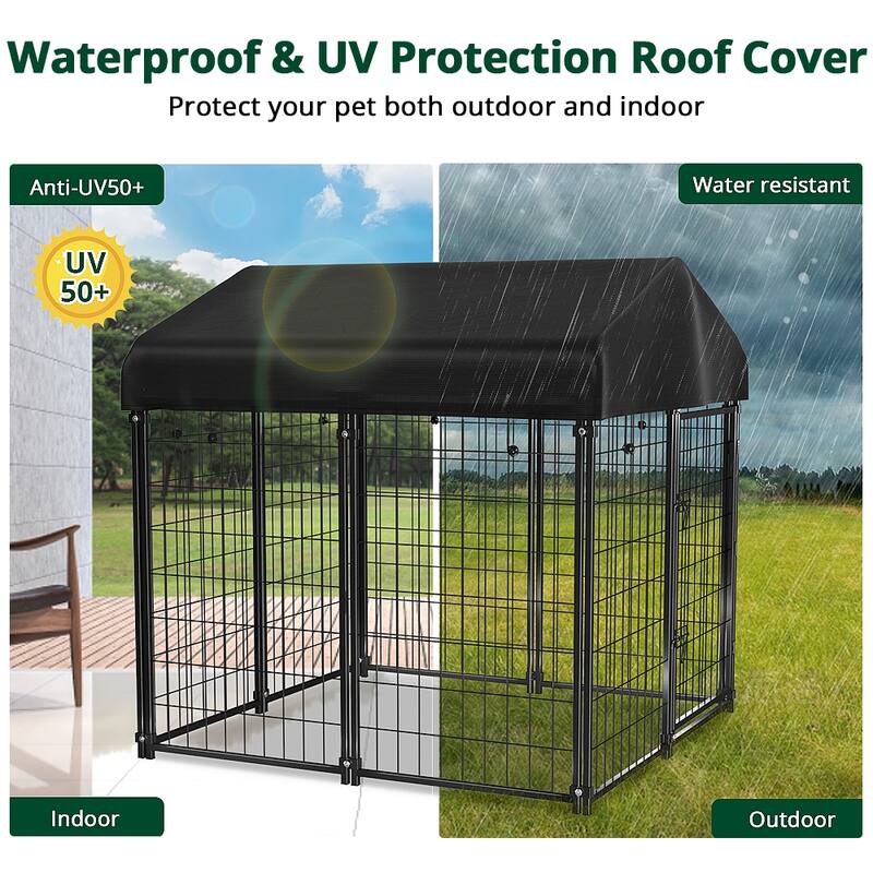 GARPROVM Outdoor 4ft x 4.2ft x 4.5ft Dog Kennel with Weather-Resistant Cover