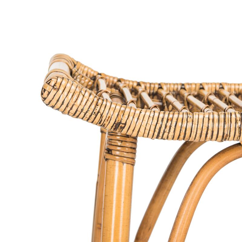 SAFAVIEH Keiko -30.7 Inch Brown Rattan Bar Stool - 17.7" x 17.7" x 31.1" - 18Wx18Dx31H