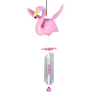 Exhart Large WindyWings Pink Flamingo Wind Chime, 13 by 24 Inches