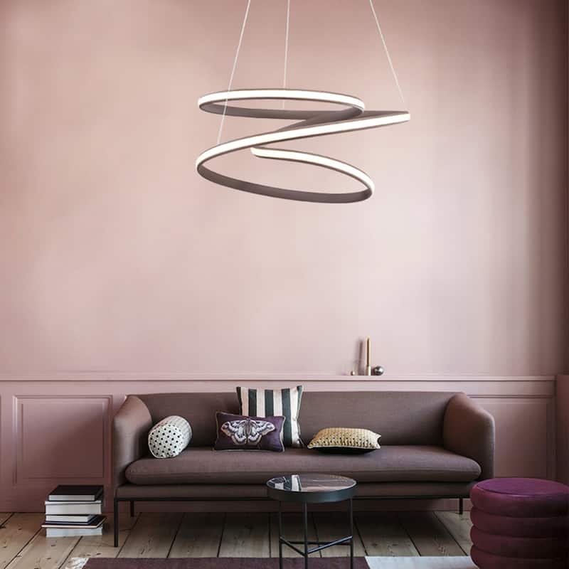 4-Light Dimmable Satin Coffee LED Chandelier With White Acrylic Diffusers