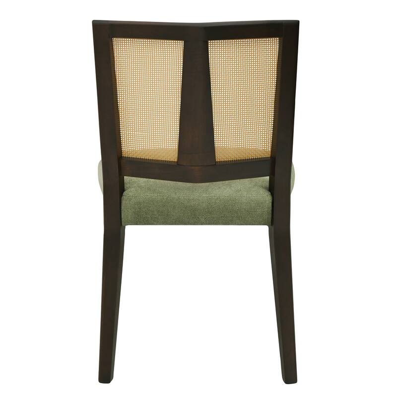 Mid-Century Modern Dining Chair with Rattan Back(Set of 2)