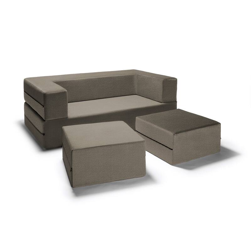 Jaxx Zipline Convertible Queen-size Sleeper Loveseat and Ottoman Set