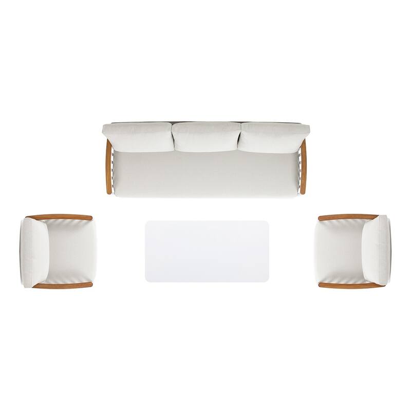 Rhodes Upholstered Teak & Aluminum Outdoor Patio Conversation Set