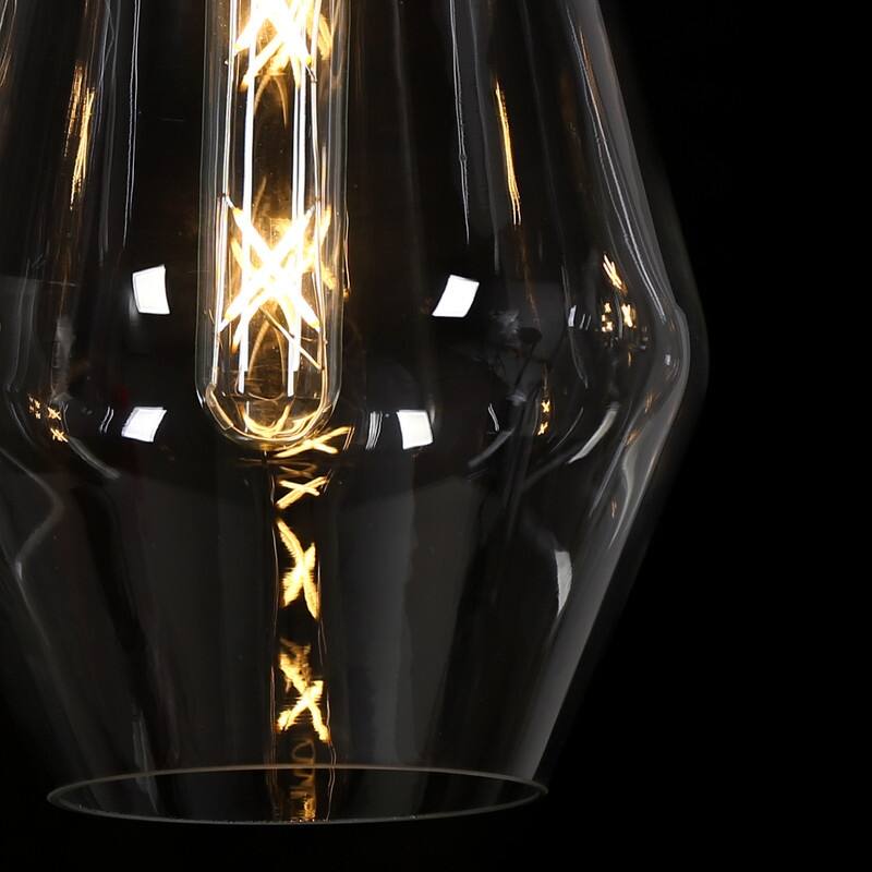 Modern Farmhouse 5-Light Black Linear Chandelier Glass Pendant Island Light for Dining Room - L38" x H75.2" Max