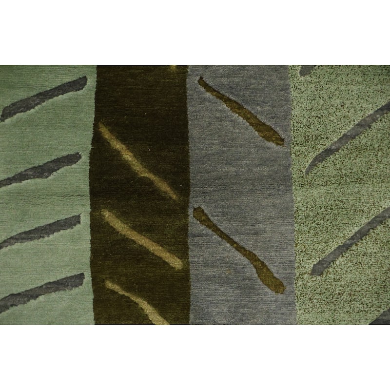 Hand Knotted Oriental 100% Wool Carpet Modern Abstract Multi-Colored Nepalese Area Rug - 5' 0'' X 3' 0''