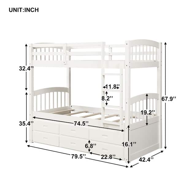 Taylor & Olive Freesia Twin-over-Twin Bunk Bed with 3-drawer Trundle