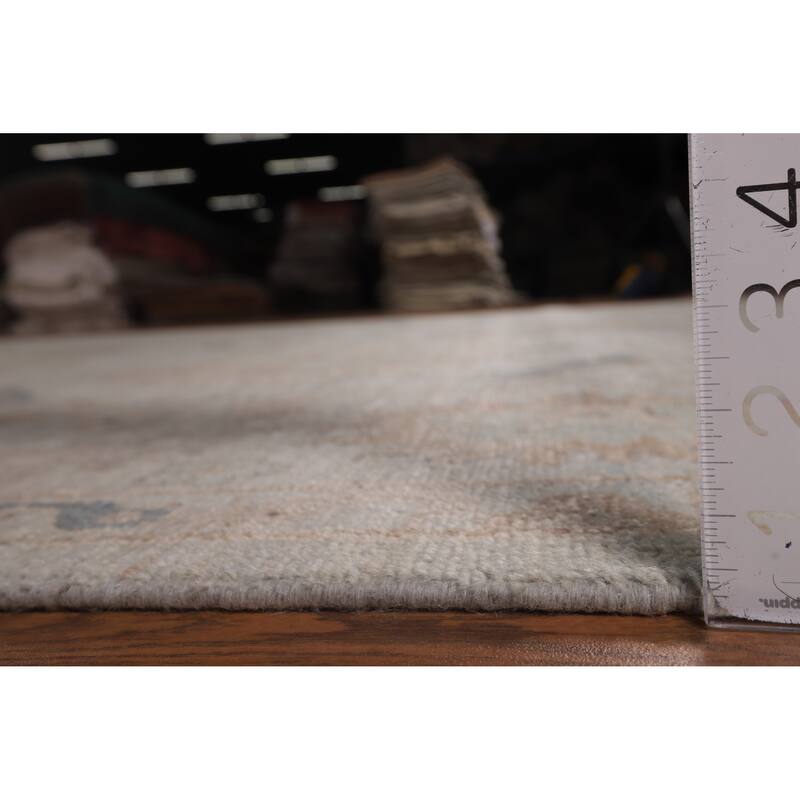 Vegetable Dye Grey Oushak Turkish Rug Hand-Knotted Bedroom Wool Carpet - 9'0"x 12'0"