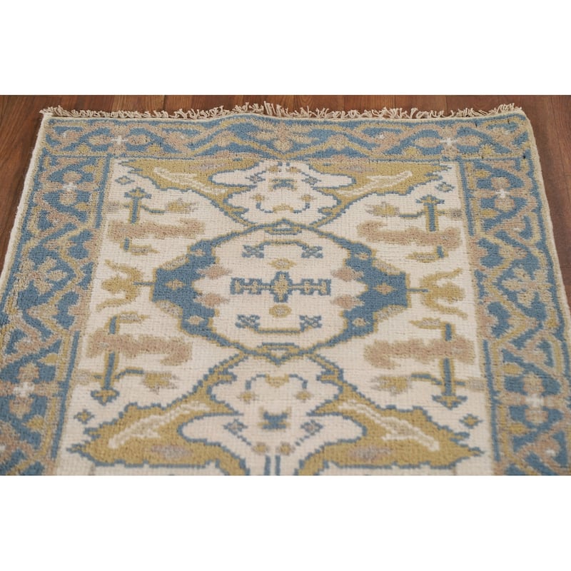 Ivory / Beige Oushak Oriental Runner Rug Handmade Wool Carpet - 2'7"x 7'11"