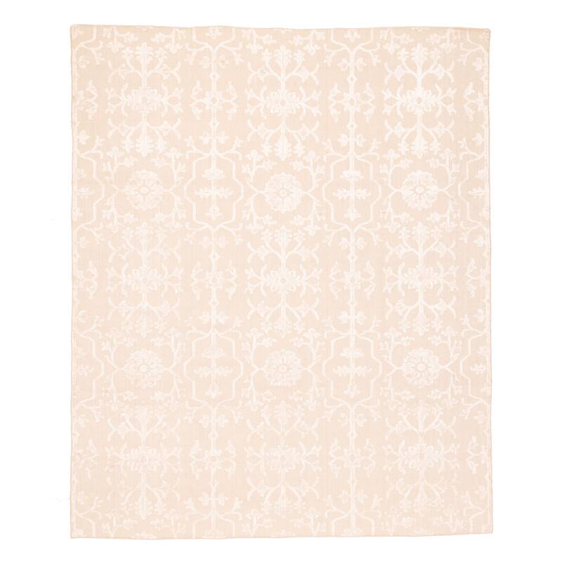 ECARPETGALLERY Hand Loomed Elysian Beige, Ivory Viscose, Wool Rug - 6'8 x 8'1