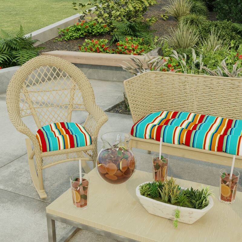 18" x 18" Contoured Outdoor Wicker Seat Cushion - Set of 2 - 18'' L x 18'' W x 4'' H