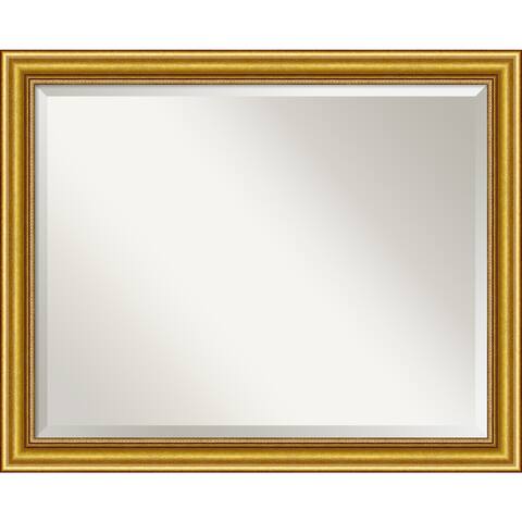 Beveled Wood Wall Mirror - Townhouse Gold Frame - Outer Size: 32 x 26 in