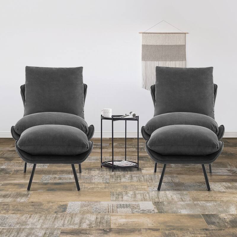 MCombo Accent Chair with Ottoman, Leathaire Fabric LW951