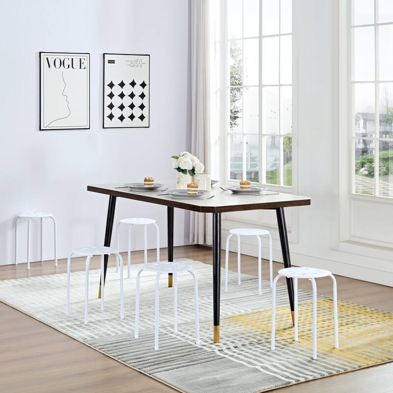 Javlergo 6-Pack Plastic Stackable Stools, Portable 8 Holes Metal Round Top Stools for Kitchen/Classrom