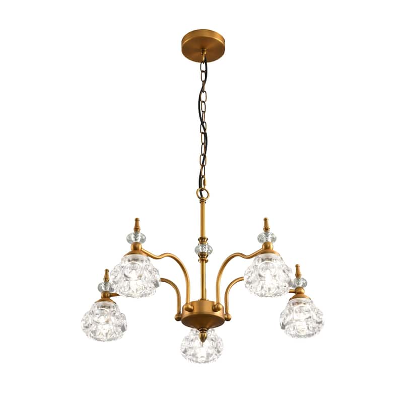Modern Crystal Glass Shade 5-Light Chandelier