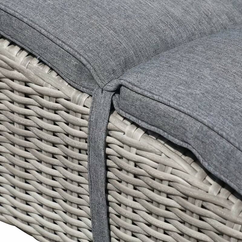 2 Pieces Wicker Cushioned Chaise Lounge Adjustable Recliner