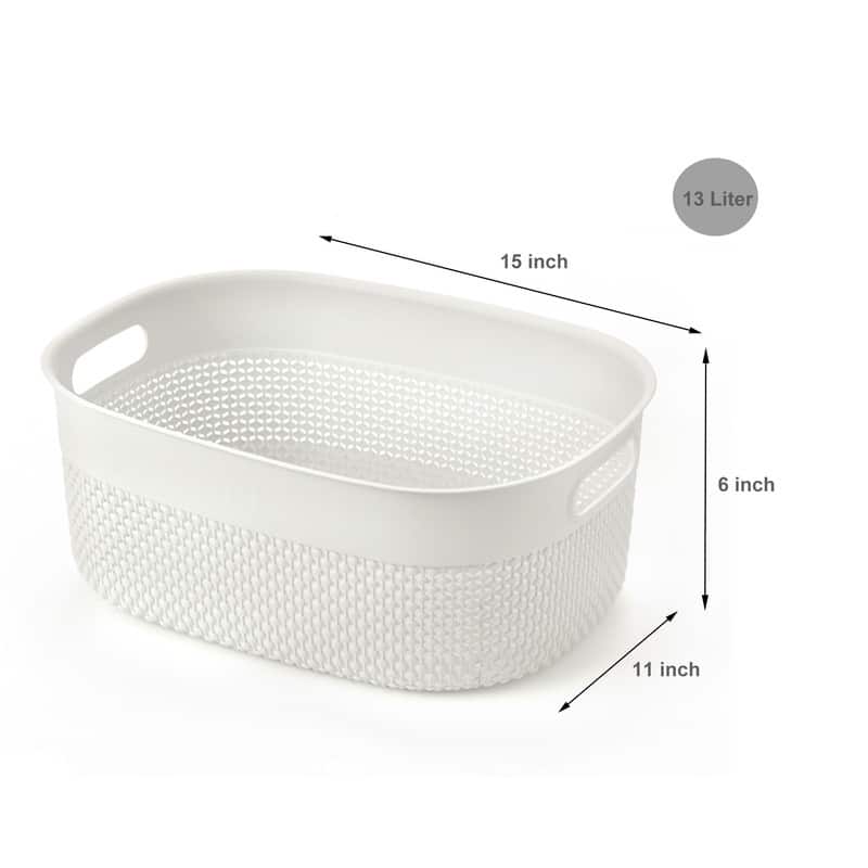 HANAMYA Storage Basket Organizer with Handle, Set of 4 - 13 Liter, Set of 4