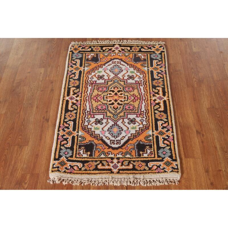 Heriz Serapi Oriental Rug Handmade Medallion Wool Carpet - 2'0"x 3'0"