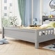 preview thumbnail 70 of 77, Pine Wood Platform Bed Low-Profile Bed Frame with Storage Headboard, Motion Sensor LED Light, Movable Guardrail, Slats Support