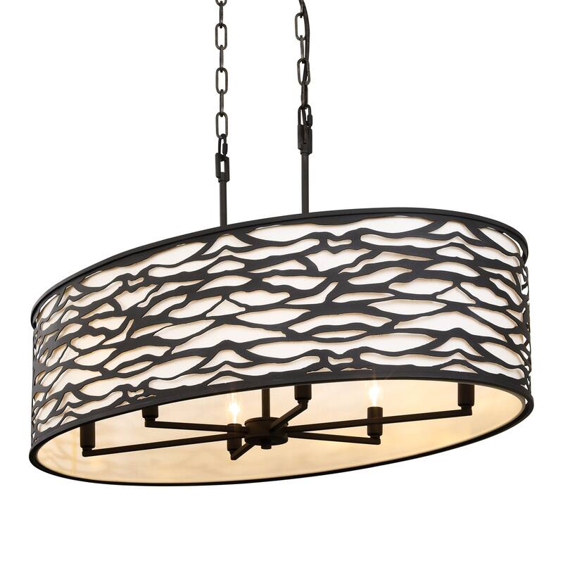 Varaluz Kato 6-Light Oval Pendant - N/A - Black