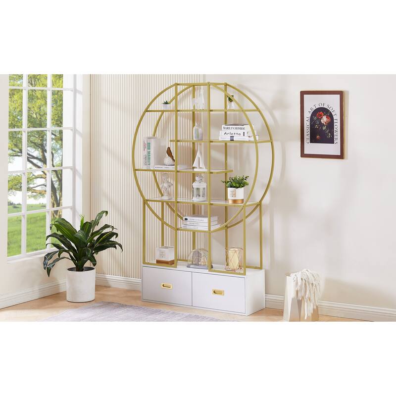 70.8 Inch Round Office Bookcase Bookshelf