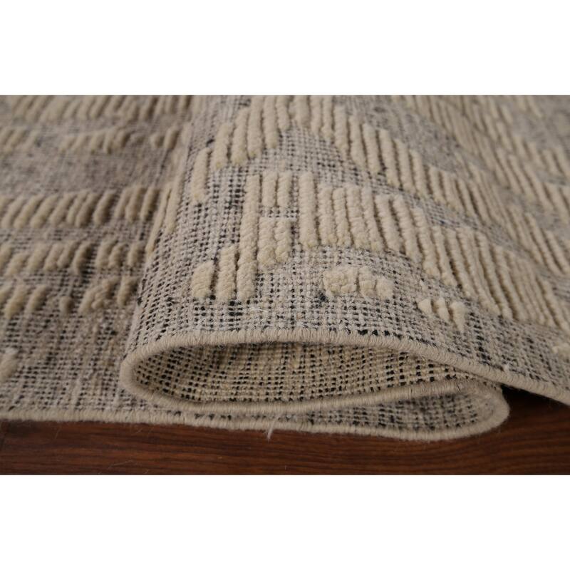 All-Over Moroccan Abstract Area Rug Hand-Knotted Wool Carpet - 8'0"x 10'3"