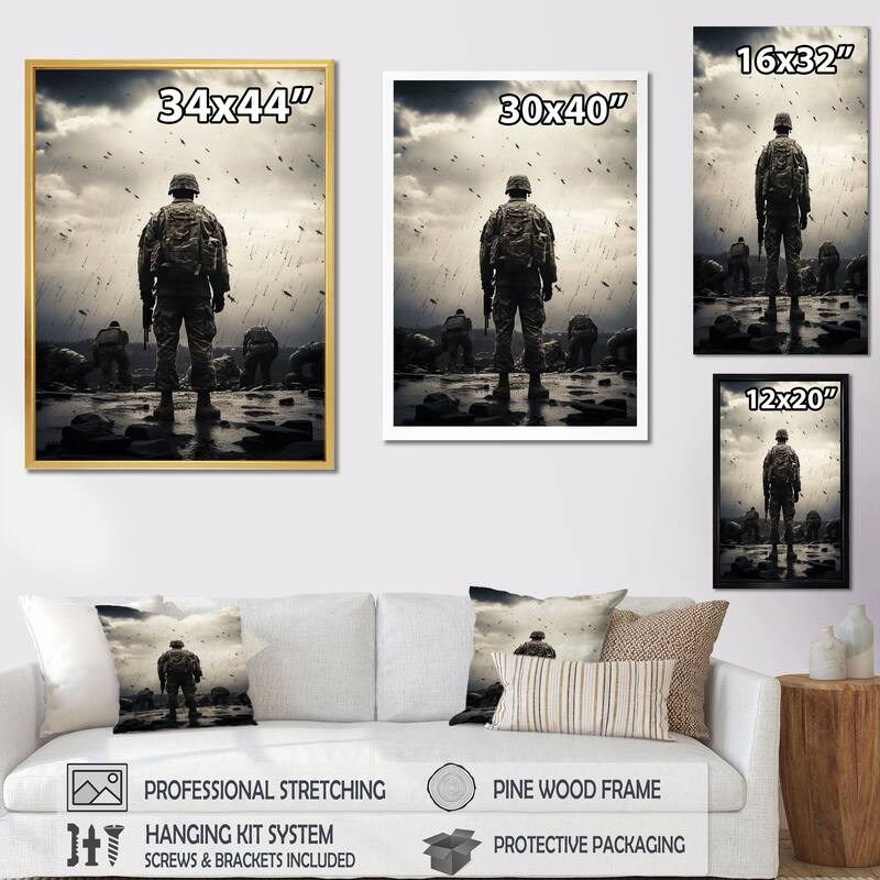 Designart "Military Honoring The Veterans II" Army Canvas Wall Art