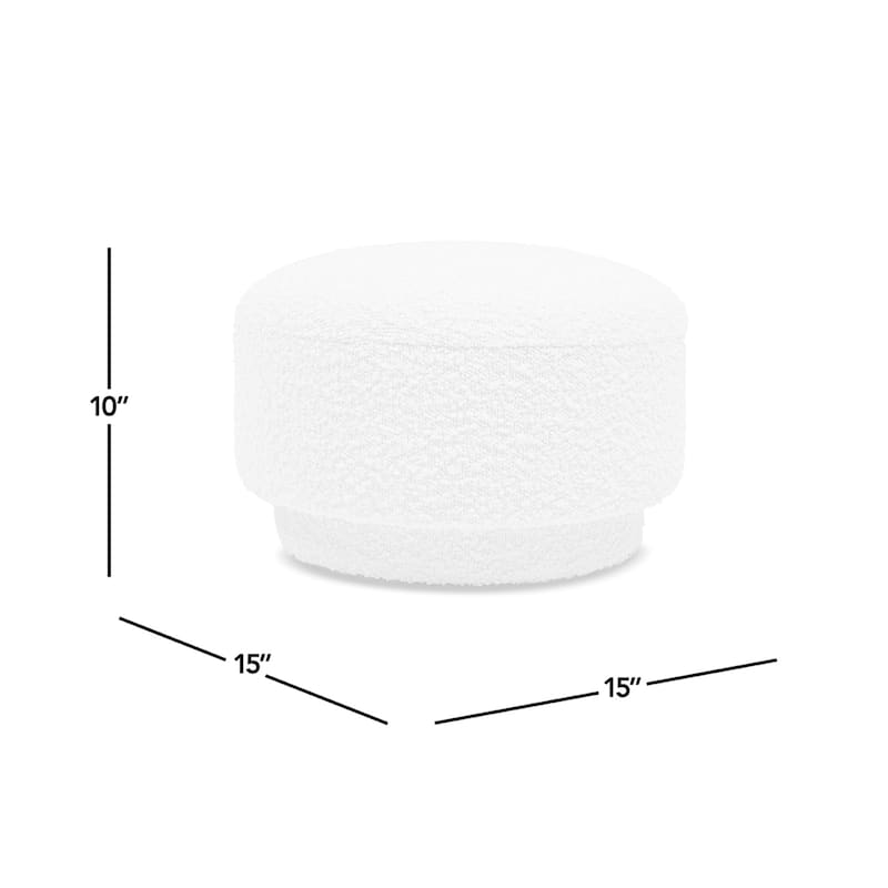 Fuji 15" Faux Sherpa Mushroom Footstool Ottoman