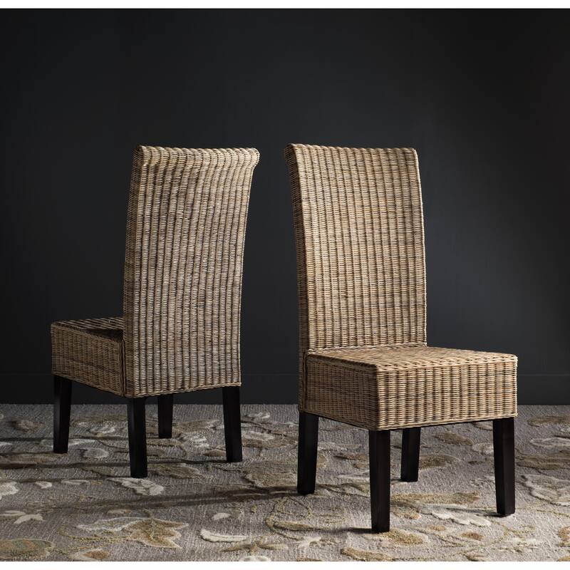 SAFAVIEH Jorine Grey Wicker Dining Chair (Set of 2) - 18.1" x 13.2" x 40.1" - 18Wx13Dx40H