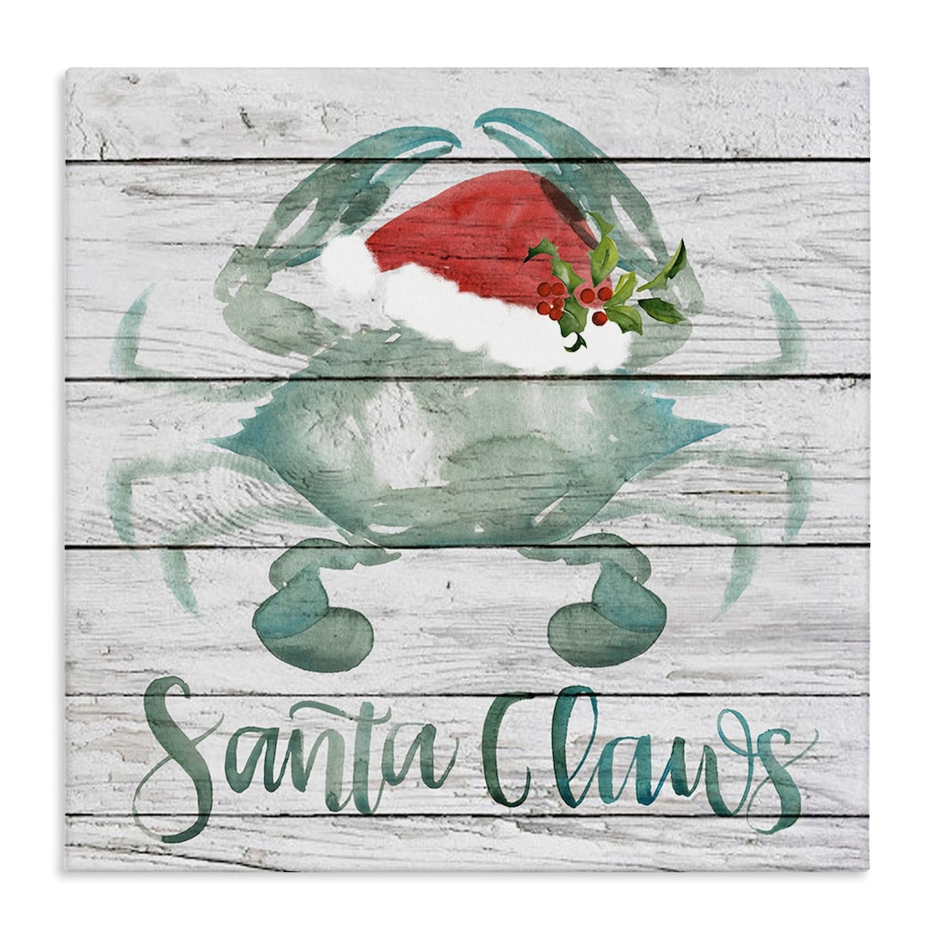 Stupell Santa Claws Blue Crab Nautical Pun Christmas Canvas Wall Art