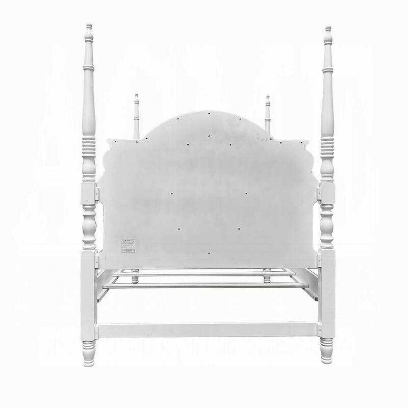 Auri Twin 4 Poster Princess Bed, Classic Arched Headboard, White Wood