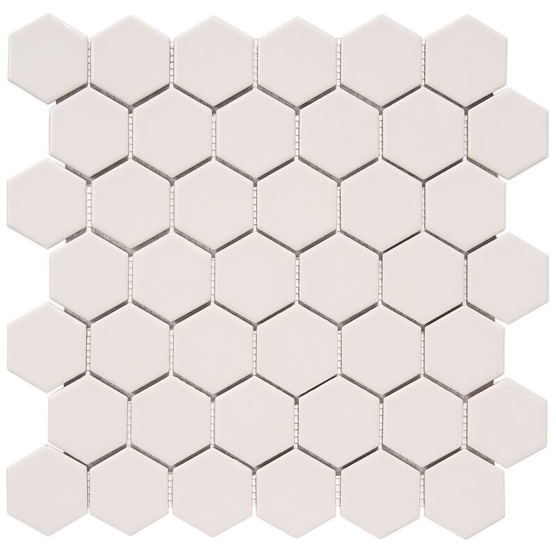 2" x 2" Hexagon Honeycomb Glossy Porceain Mosaic Tile - 5 sheets (4.90 sf) - Glossy - Grey