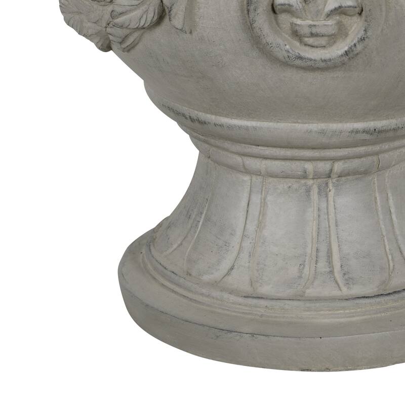 Christopher Knight Home - Classical 16.14"H Outdoor Pedestal Urn Planter with Heraldic Carved Design