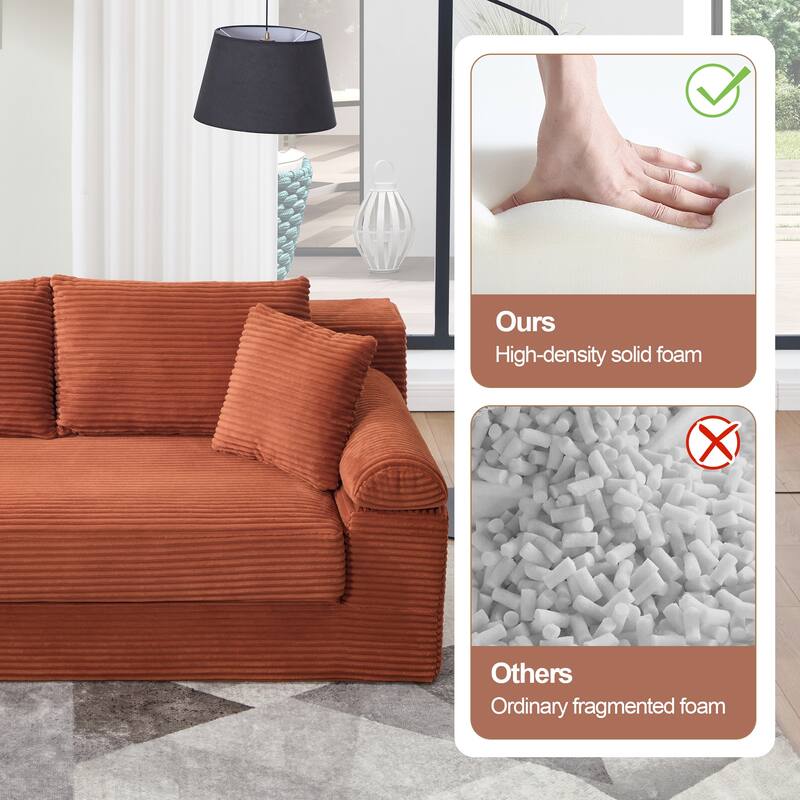 78" W Convertible Sleeper Sofa Bed Corduroy Loveseat with Pillows