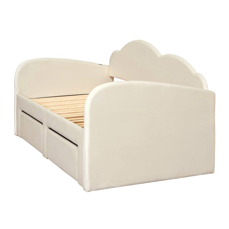 Upholstered daybed with Cloud-Shaped Backrest