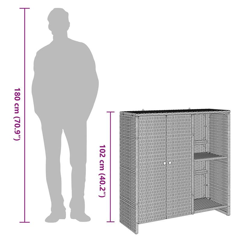 vidaXL Storage Cabinet Beige/Brown/Grey 100x36x102 cm Rattan - 14.2 x 39.4 x 40.2