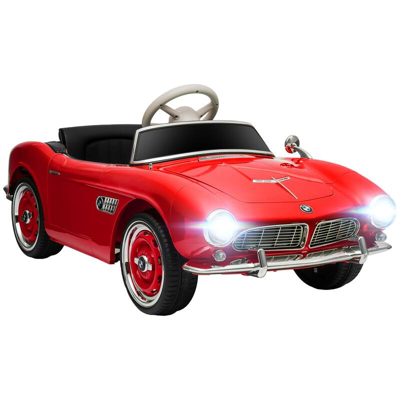 Licensed BMW 507 12V Kids Electric Ride-On Car with Remote Control, Bluetooth, Lights, Horn, and 3 Adjustable Speeds - Red