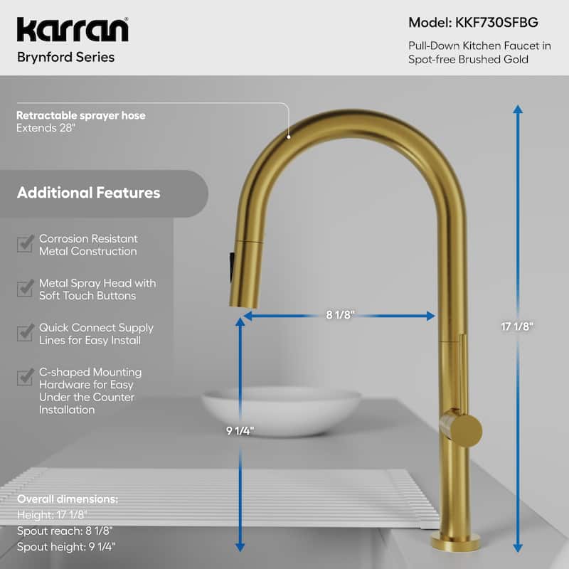 Karran Brynford Single Handle Pull-Down Sprayer Kitchen Faucet