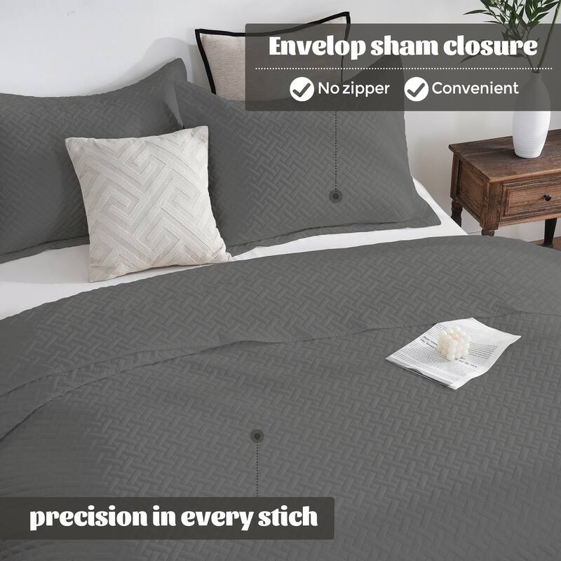 Ultra-Soft Quilted Coverlet Set Solid Color Bedspread, Lightweight Reversible Quilt and Shams Set