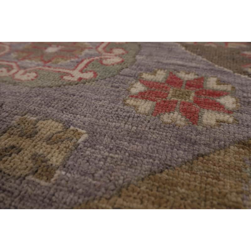 Vegetable Dye Gray Oushak Turkish Area Rug Handmade Floral Wool Carpet - 8'4"x 9'11"